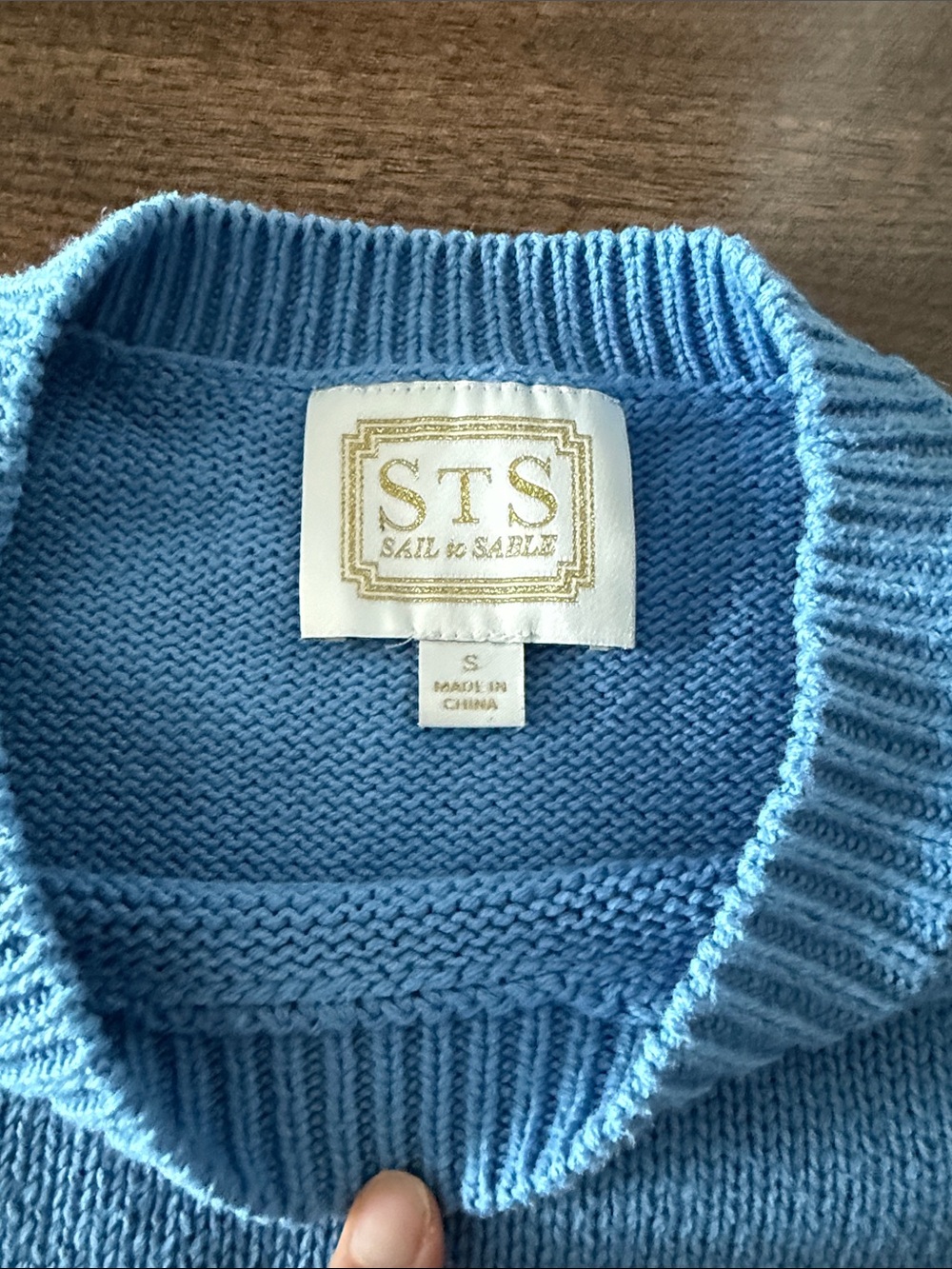 Sail to Sable Light Blue Crewneck Sweater with Flag Motif Americana - Picture 2 of 5